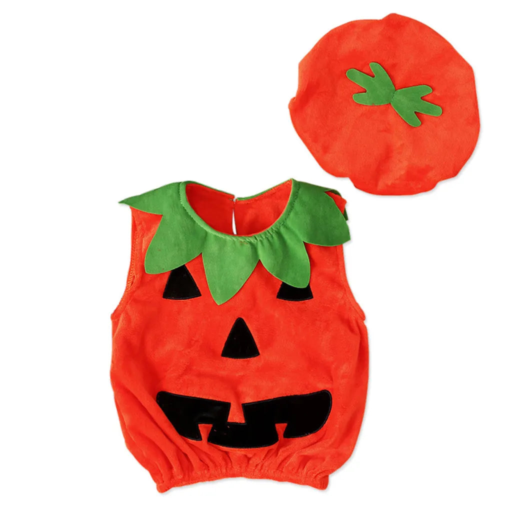 Halloween Pumpkin Costume Kids Children Hat Cosplay for Baby Girls Boys Stage Performance Holiday Party Clothing Suit Gifts