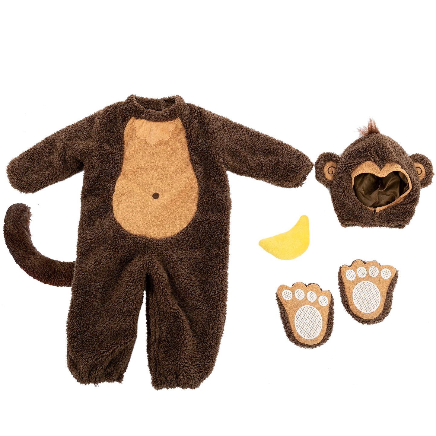 Baby Halloween Costumes, Little Monkey Costume with Toy Banana for Kids Boys Girls Halloween Dress Up, Animal Themed Party Role Playing Cosplay 0-4 Years