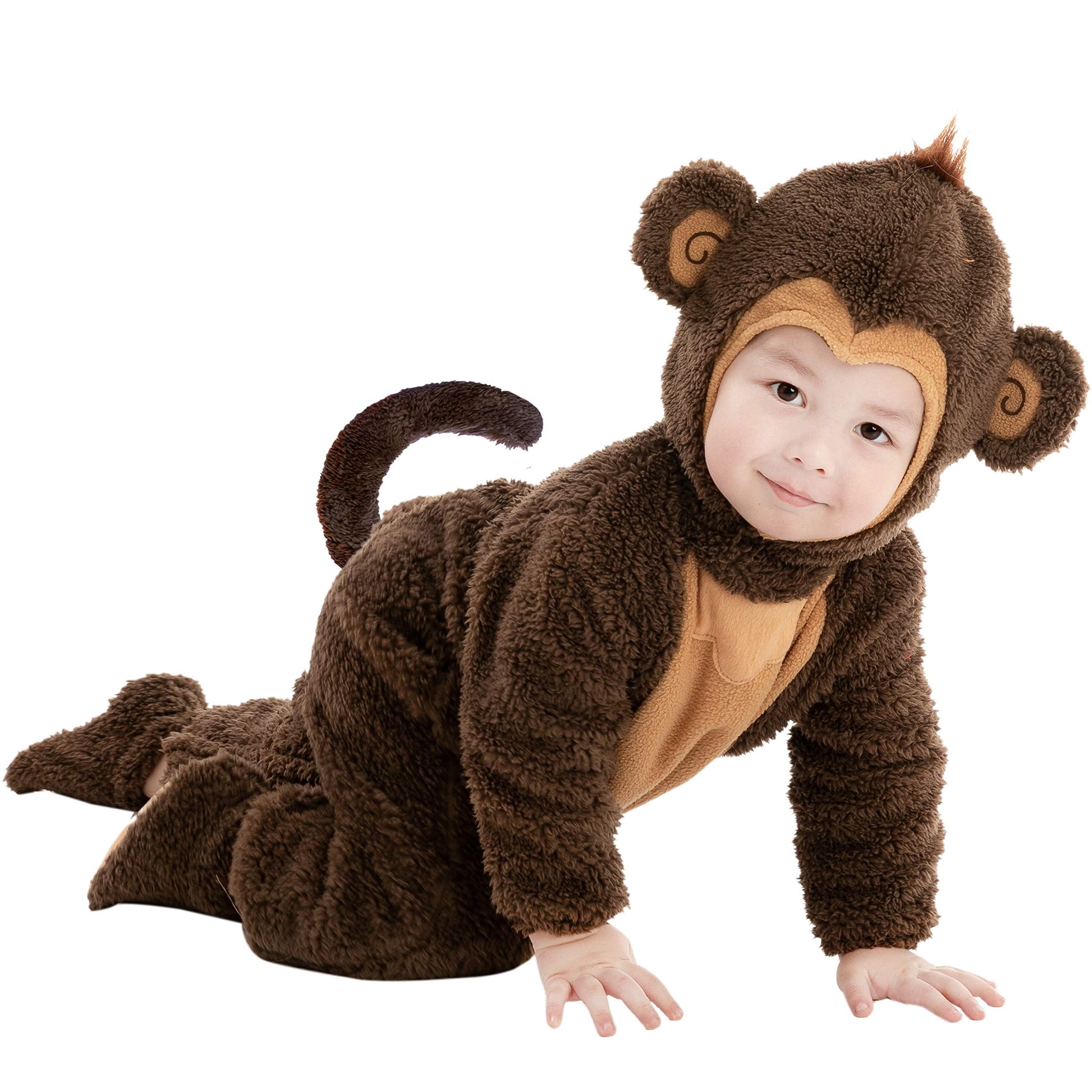 Baby Halloween Costumes, Little Monkey Costume with Toy Banana for Kids Boys Girls Halloween Dress Up, Animal Themed Party Role Playing Cosplay 0-4 Years